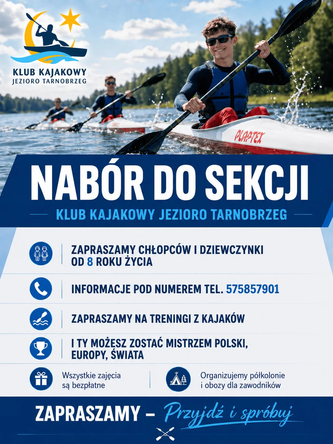 Nabór do sekcji kajakowej — trening na wodzie
